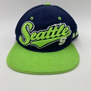 High Quality Headwear Unisex OS Seattle 12 Snapback Hat Navy Green Skyline Bill